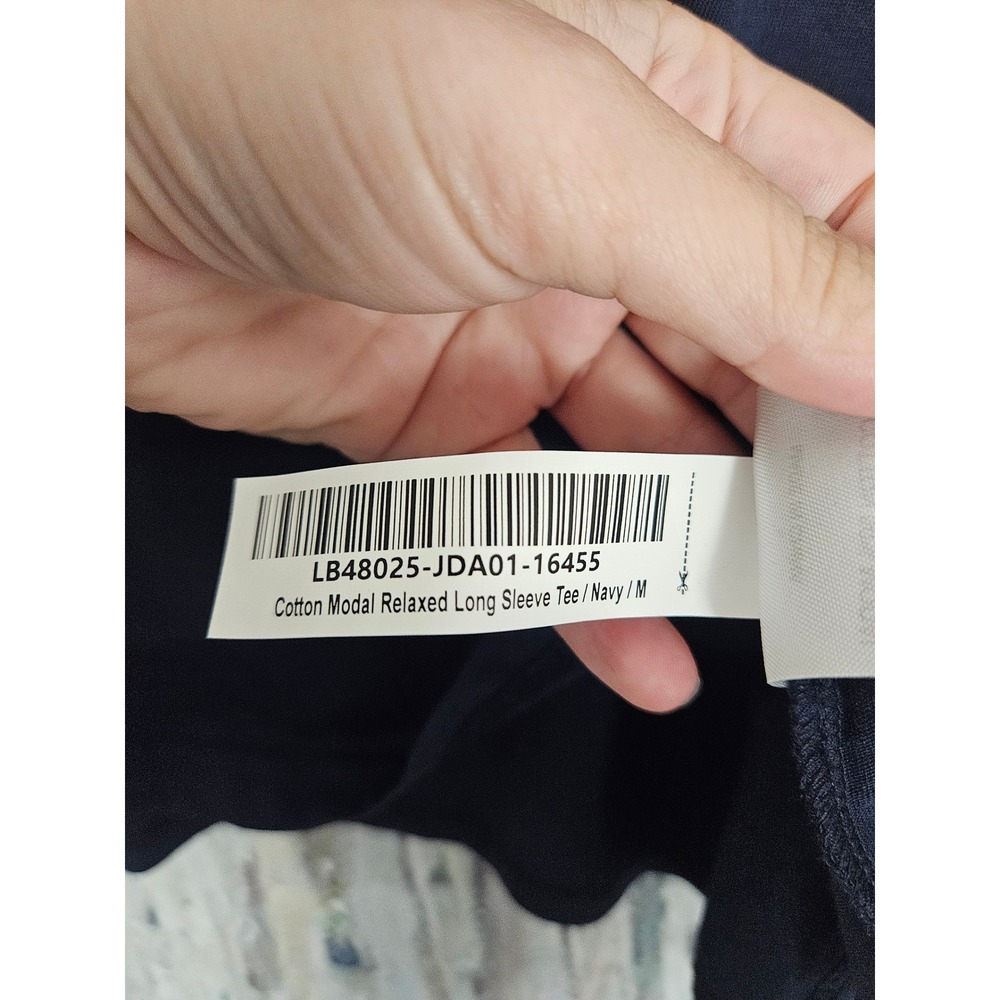 Quince Cotton Modal Relaxed Long Sleeve Tee Navy Blue Mens Medium - Picture 5 of 8